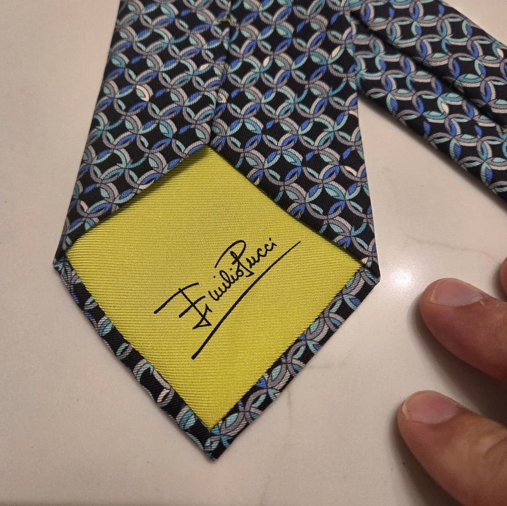 Emilio Pucci Sapphire/Turquoise Pattern Tie - Picture 4 of 8